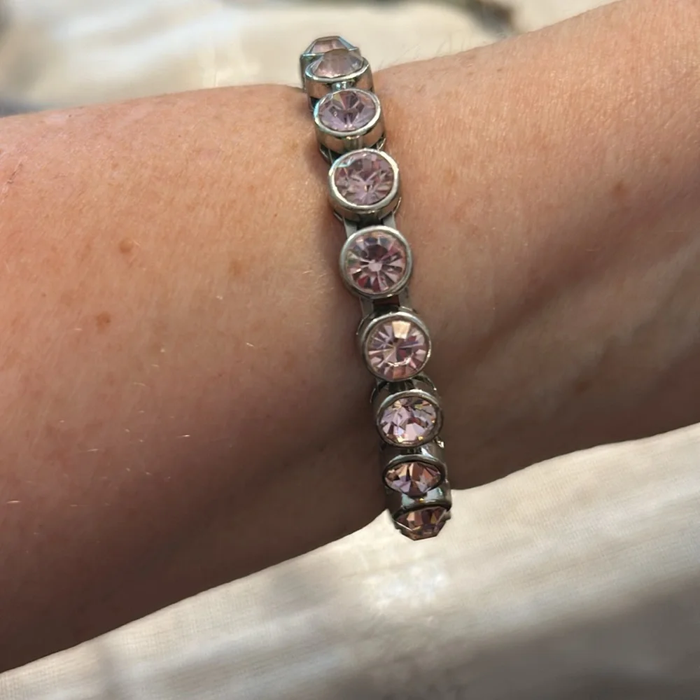 Pink Rhinestone Bracelet with Magnetic Clasp; Perfect Condition; Easy On and Off